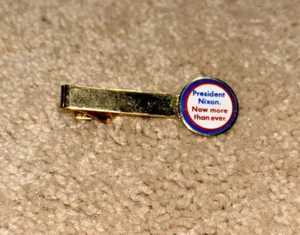 1972 PRESIDENT NIXON - NOW MORE THAN EVER Tie Bar - Picture 1 of 3