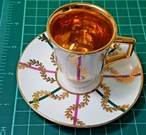 Vintage Marianne's Porcelain Mini Children's Play Tea Cup and Saucer Gold Tone - Foto 1 di 6
