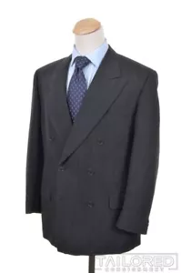 ERMENEGILDO ZEGNA weiche schwarze Pindot Wolle Jacke Hose ANZUG Herren - 42 R - Bild 1 von 10