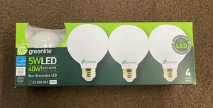 Greenlight 5W G25 Globe light bulb 40W equivalent 450 Lumens 3000K Bright White  - Picture 1 of 4