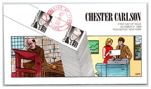 U S Chester Carlson 1988 Collins pintado a mano cachet primer día cubierta CL40 - Imagen 1 de 1