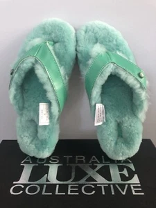 Sandali infradito AUSTRALIA LUXE in pelle di pecora turchese piatti *S/6-7 - Foto 1 di 10
