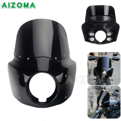 Black 5 3/4" Motorcycle Front Headlight Fairing Windscreen For Harley Dyna FXDWG - Image 1 of 4
