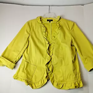 Chaqueta elástica con volantes Talbots Cottagecore para mujer talla 14 verde - Imagen 1 de 8