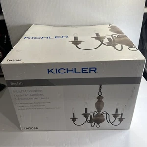 Kichler Beulah 5-Light Olde Bronze and Wood Tone Farmhouse Chandelier - Picture 1 of 3