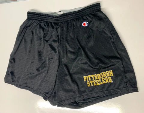 Vintage 90s Champion Pittsburgh Steelers Mesh Shorts Mens XL Black Football NFL Cover
