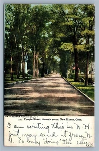 NEW HAVEN CT TEMPLE STREET UNGETEILTE ANTIKE POSTKARTE - Bild 1 von 2