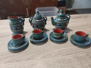 Vintage 50er Jahre handbemalter Ton mexikanische Keramik Kinder Teeservice - Bild 1 von 12