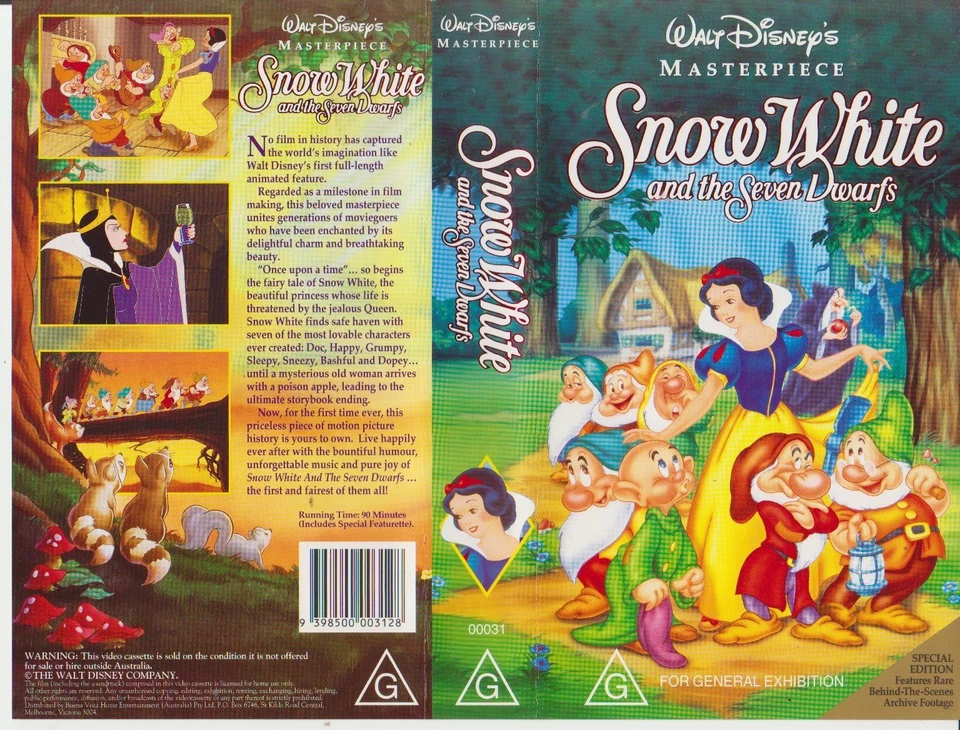 Snow White and the Seven Dwarfs - 1937 Walt Disney's Original Masterpiece on Vhs - Image 1 of 1