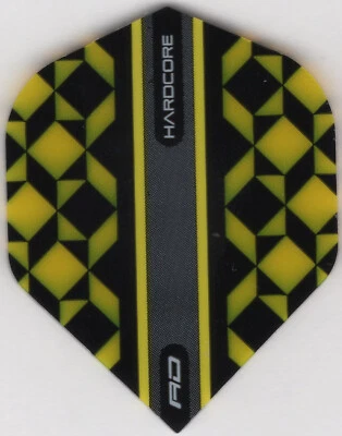 RED DRAGON HARDCORE BLACK And YELLOW Dart Flights: 3 per set