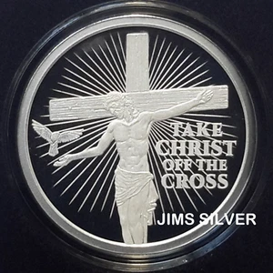 Escudo de plata 2024 Take Christ Off the Cross 1 oz plata ¡PRUEBA con certificado de autenticidad y caja! - Imagen 1 de 8