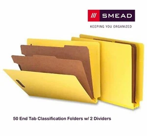 50 Smead End Tab 20pt Pressboard Amarillo 2 Divisores 2" Expansión 12 1/4x9 1/2 - Imagen 1 de 2