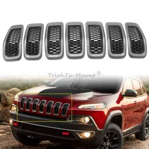 7pcs Gray Front Hood Grille Insert Trims 68303626AB For Jeep Cherokee 2014-2018 - Picture 1 of 23