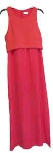 Nell Dress Coral Textured Overly Detail Side Slit High Waist Maxi Dress Size 4 - Picture 1 of 4
