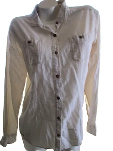 Mountain Hardwear Strukturiertes Baumwollhemd Damen XL Off White Langarm Knöpfe - Bild 1 von 15
