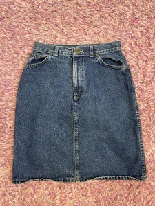 Vintage 80er Jahre schicker Denim Midirock Damengröße 13 hohe Taille bescheidener Schlitz 28 x 21 - Bild 1 von 9