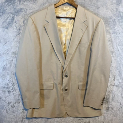 L.L Bean Mens Blazer Sport Coat Khaki Sz 44T Two Button Classic USA **Flaw** - Image 1 of 4