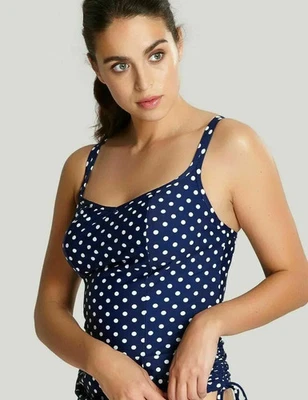 Womens Swimwear Tankini Bikini Panache Anya Spot Tankini Top SW1011 Navy Ivory - Image 1 of 4