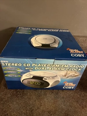 Coby Dual Alarm Clock Stereo AM/FM Radio CD Player CD-RA145 NIB - Image 1 of 4