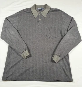 Polo Ralph Lauren Herringbone Long Sleeve Polo Shirt Men’s L Gray 100% Cotton - Picture 1 of 8