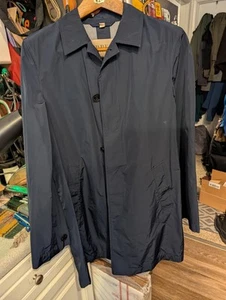 Burberry Brit Men’s Trench Over Coat Navy Blue Nova Check Lined Cotton Size M - Picture 1 of 5