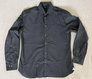 John Varvatos U.S.A. Camicia uomo 16 34/35 nero grigio check slim fit abbottonata - Foto 1 di 13