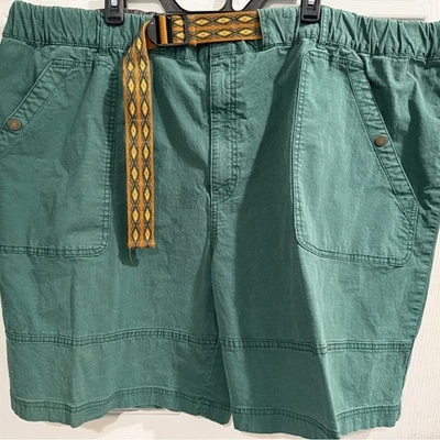 The Foundry Supply Co. Green Cargo Shorts with Patterned Belt - Image 1 of 4
