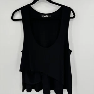Sympli Tank Top Womens 12 Black Asymmetrical Layered Draped Sleeveless Blouse - Picture 1 of 9
