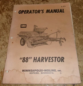 vintage minneapolis-moline 88 harvestor operators manual good used - Picture 1 of 2