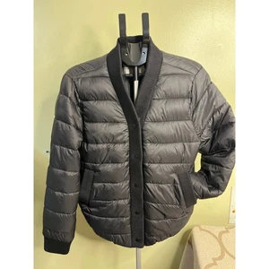 Rebecca Minkoff Black bomber puffer jacket, size extra large, NWT, MSRP $328 - Picture 1 of 12