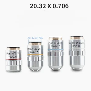 Lente Objetivo Acromático Plan 4X 10X 40X 100X Material Cobre Puro Rosca RMS - Imagen 1 de 5