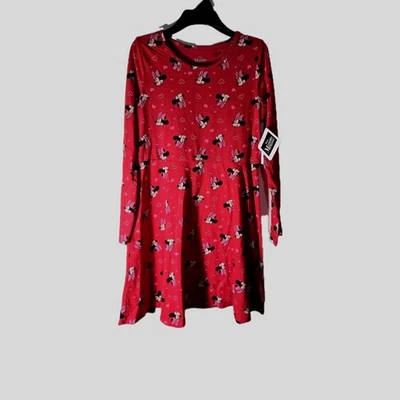 Vestido Rojo Minnie Mouse con Corazones Niñas Talla 10-12 NUEVO CON ETIQUETAS NAVIDAD Disney listo Foto 1 de 4