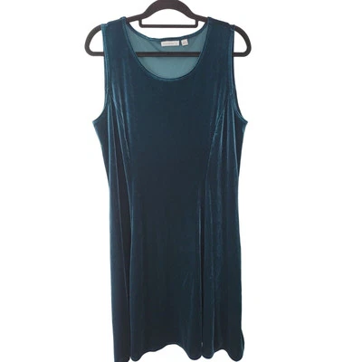 Susan Graver бархата платье большой женщин зеленый без рукавов Midi длины пуловер - Изображение 1 из 4