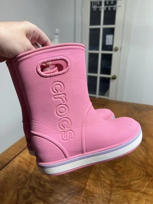 Crocs Kids Handle It Rain Boots Shoes Child’s Size 13 Childrens Pink Wellingtons - Image 1 of 4