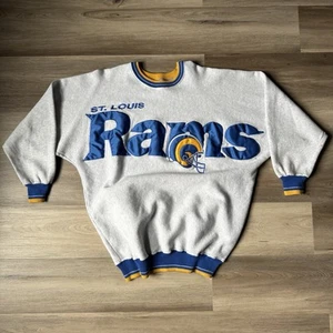 Vintage St Louis Rams Spellout Embroidered NFL Crewneck Sweatshirt Sz XL 90s USA - Picture 1 of 6