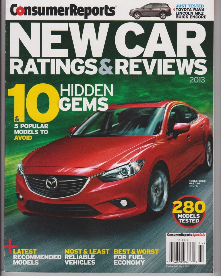 CONSUMER REPORTS NEW CAR RATINGS & REVIEWS 2013, 10 & 5 POPULAR MODELS TO AVOID. - Image 1 of 1