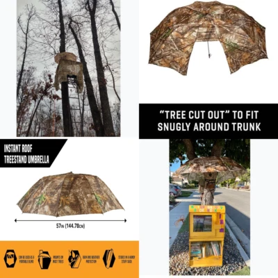 NO RAIN Umbrella Tree Stand Wet Hunting Treestand Camo Turkey Deer Cover 57" - Image 1 of 4