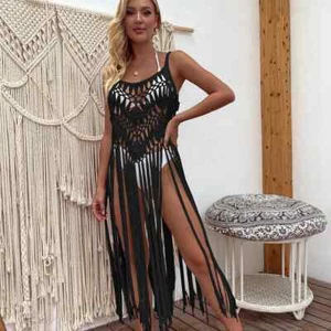 Vestito da spiaggia copricostume per donna, sexy orlo con frange cave - Foto 1 di 20
