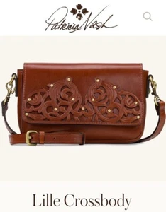 BORSA A TRACOLLA PATRICIA NASH LILLE PELLE FILIGRANA E BORCHIE DETTAGLIO MARRONE CHIARO P1150557 - Foto 1 di 4