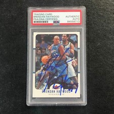 2006-07 FLEER #197 Brendan Haywood Signed Card AUTO PSA Slabbed Wizards