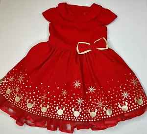 Disney short cap sleeve red and gold Christmas Minnie Mouse dress (size 3) - Picture 1 of 1