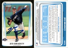 Jed Bradley Signed 2011 Bowman  #BDPP16 Card Milwaukee Brewers