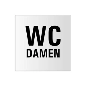 Placa WC Mujer Placa Inodoro 12x12 cm Aluminio Recubierto Blanco - Imagen 1 de 1