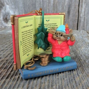 Libro lettura topo vintage ornamento Natale canto bicchieri Dickens Westmar libro - Foto 1 di 10
