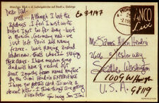 JIMI HENDRIX REPRO 1966 SIGNED GERMANY POSTCARD TO HIS FATHER AL . EXPERIENCE