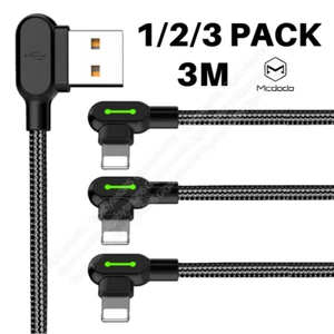 3 Pack Mcdodo 90 Degree Elbow USB Fast Charger Cable Cord For iPhone 14 13 12 11 - Picture 1 of 11