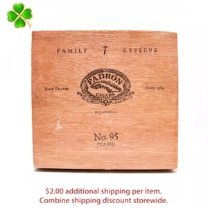 Reserva Familiar Padrón Nº Caja de cigarros de madera vacía 95 5,75" x 5,5" x 2" - Imagen 1 de 12