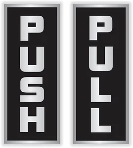 par - Calcomanías verticales para puertas de vidrio de 5x2 pulgadas de vinilo PUSH y PULL - Imagen 1 de 1