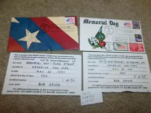 2 MEMORIAL DAY COVERS, #1 OF 36 & #2 OF 25, CACHETS BY BOB GRIER, ITEM # B2 - Picture 1 of 1