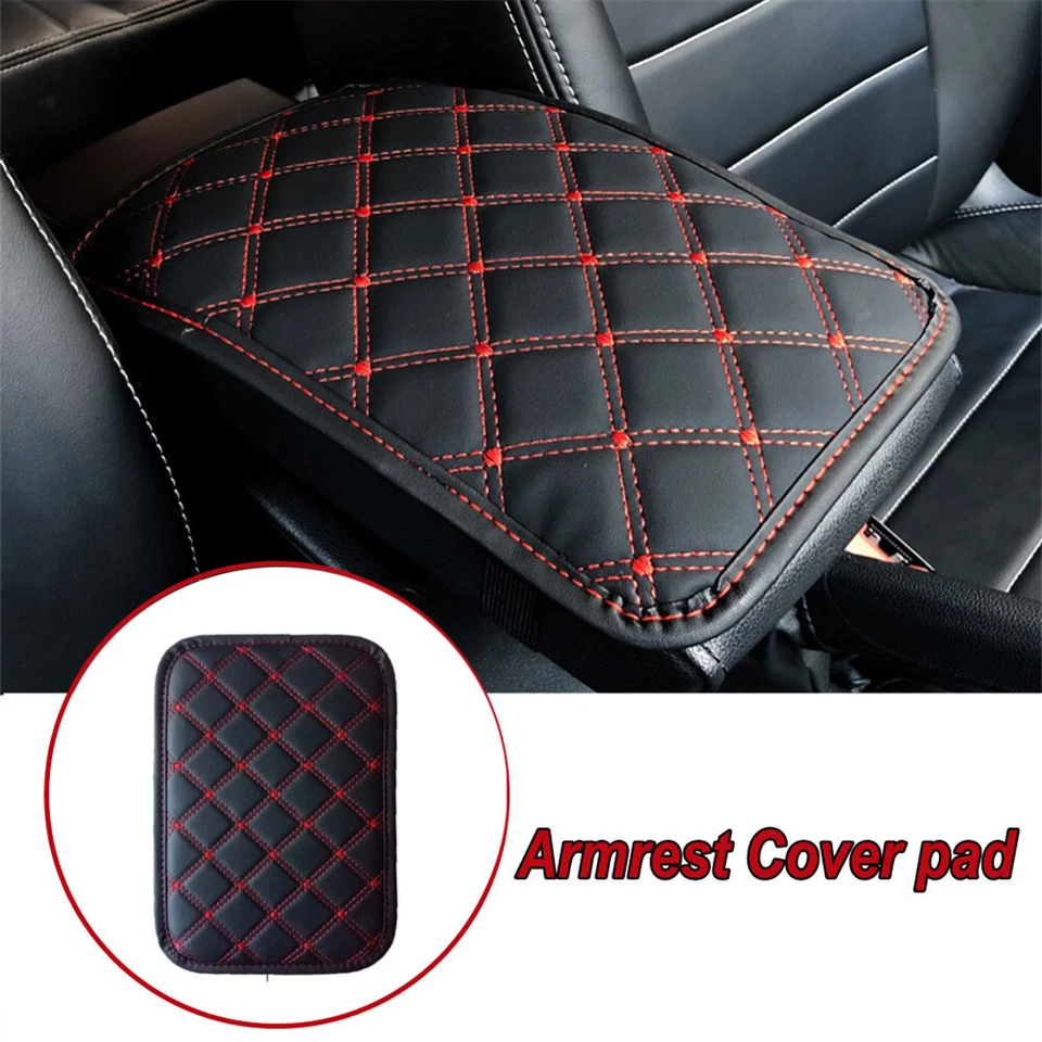 Funda reposabrazos coche almohadilla consola central caja cuero PU cojín alfombrilla accesorios rojo Foto 1 de 4